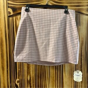 Altar'd State Pink & White Checkered Mini Skirt
